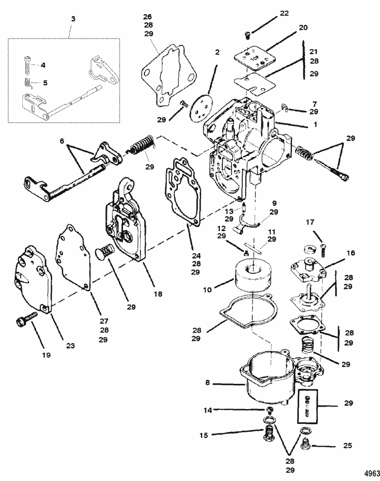 Mercury Marine 8 HP Carburetor Assembly Parts