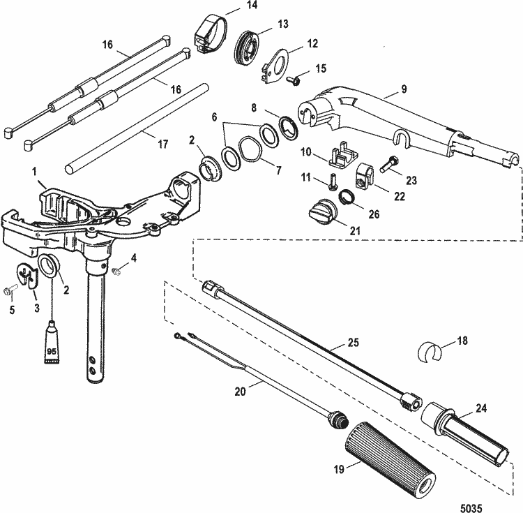Mercury Marine 10 HP SeaPro Swivel Head & Steering Handle Parts