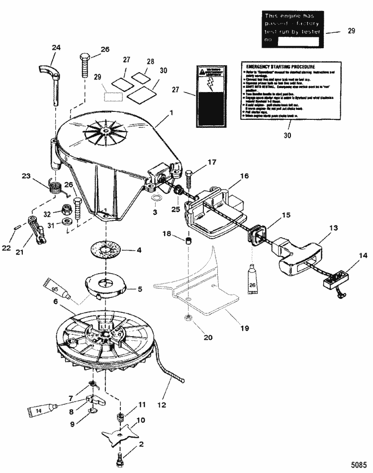 Mariner 25 HP (2 Cylinder) Starter Assembly (Manual) Parts