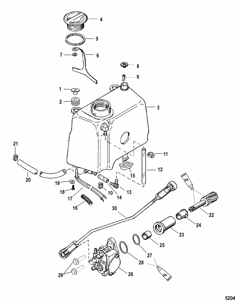 Mercury Marine 40 HP (2 Cylinder) Oil Injection Components Parts