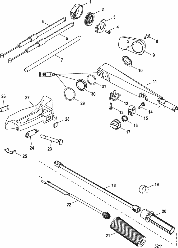 Mariner 40 HP (2 Cylinder) Tiller Handle Parts
