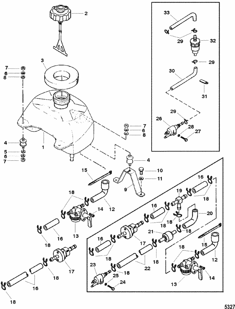 Mercury Marine 5 HP (2-Stroke) Fuel Tank Parts