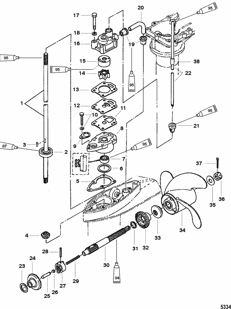 Mercury Marine 5 HP (2-Stroke) Gear Housing Components Parts