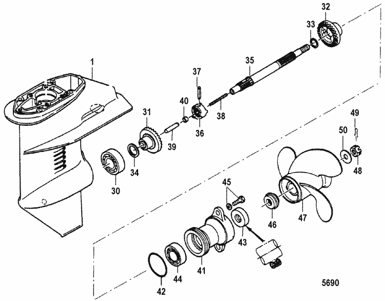Mercury Marine 9.8 (2 Cylinder) (International) Gear Housing, Propeller