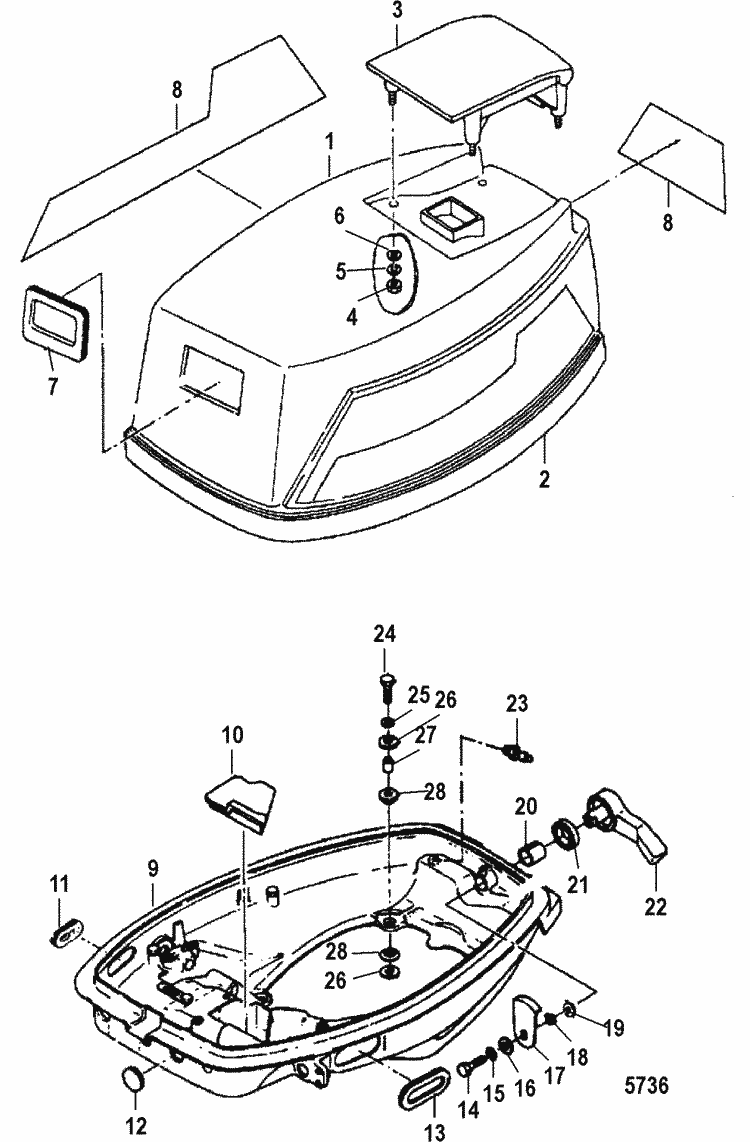Mercury Marine 25 HP (2 Cylinder) (2Stroke) (International) Cowling Parts