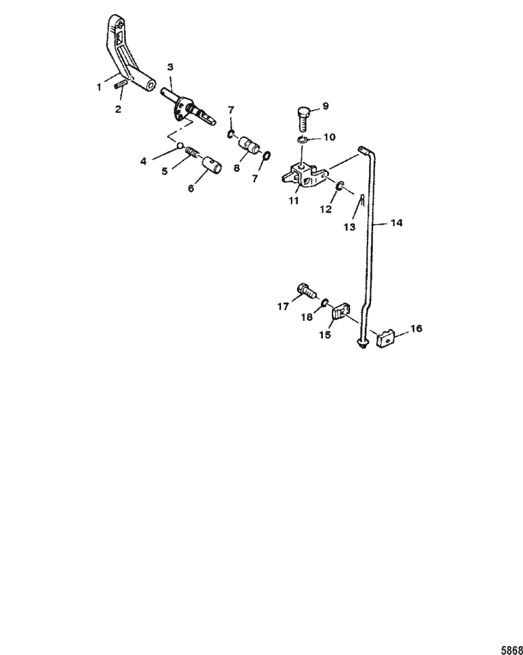 Mariner 8 HP KShort Gear Shift Linkage Parts