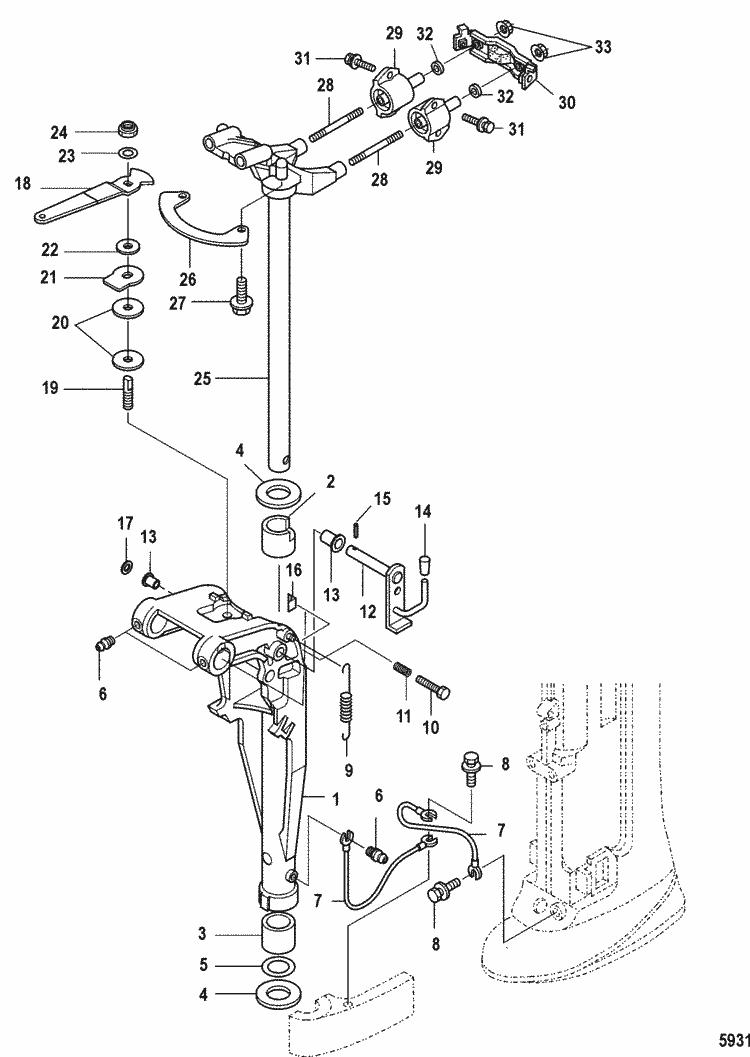 Mercury Marine 9.9 HP (4-Stroke) (209 cc) Swivel Bracket ... mercury 9 9 wiring diagram 