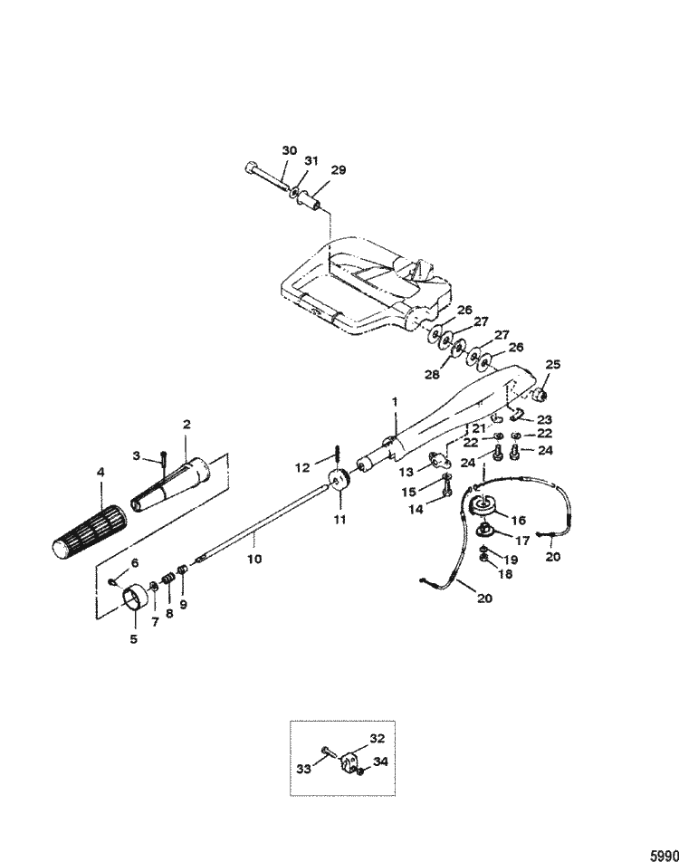 Mariner K 40 HP Steering Handle Parts