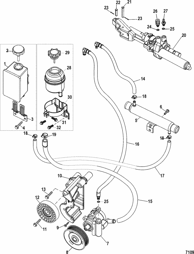 Power Steering for Mercruiser (496 Mag Sterndrive) Engine