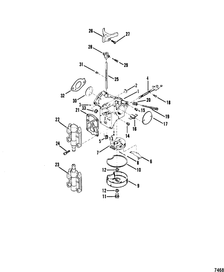 Mercury Marine 45 Hp 4 Cylinder Carburetor Assembly Parts