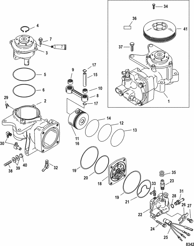 Mercury Marine V135 HP DFI (2.5L) Air Compressor Components Parts