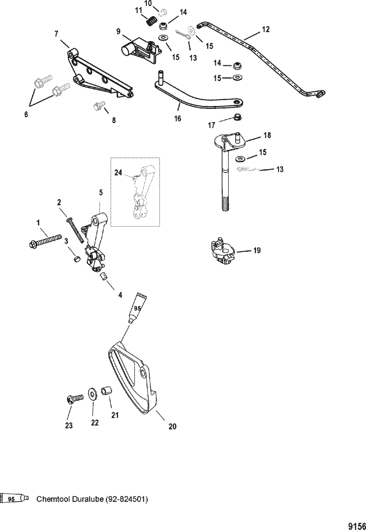 Mariner 30 HP (4-Stroke) Linkage (Manual Bigfoot-0G960500 & Up) Parts  Engine section