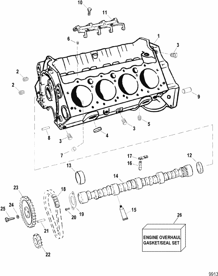 MerCruiser Race Engine & Drive 500 EFI Cylinder Block & Camshaft Parts