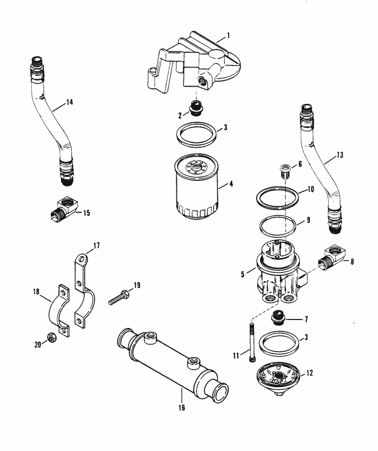 MerCruiser 300 Tempest GM 350 V8 19851986 Oil Filter & Adaptor Parts