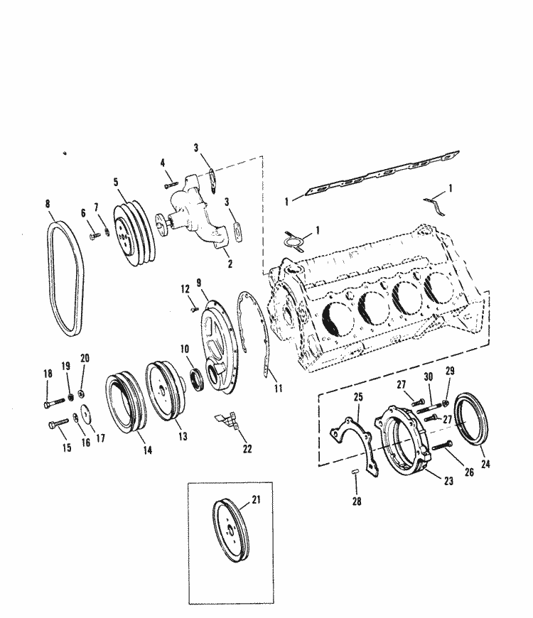 MerCruiser 320 (EFI) GM 350 V8 1987 Water Pump & Front Cover Parts