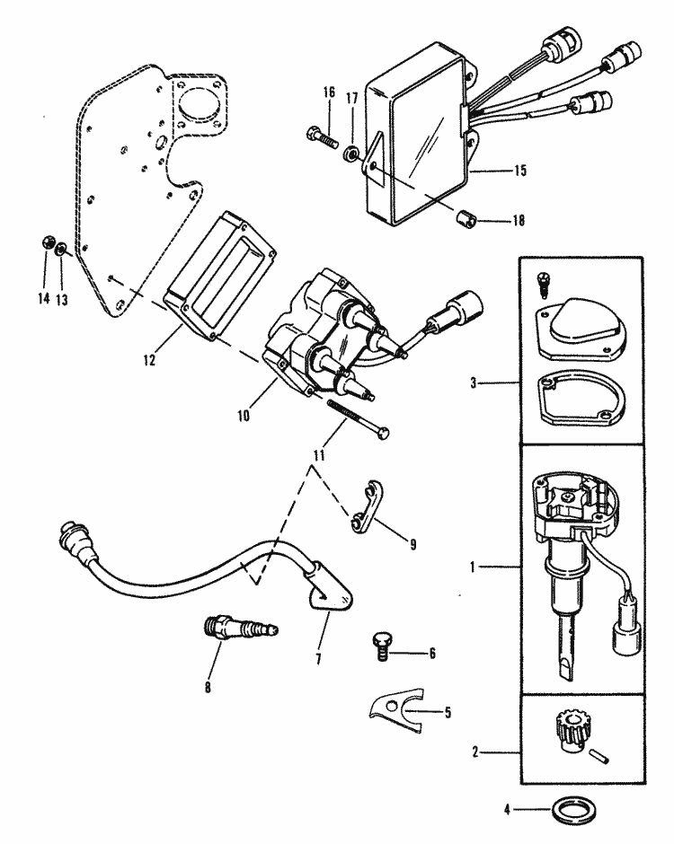 MerCruiser 3.0L GM 181 I / L4 1987-1989 Digital Ignition Components Parts