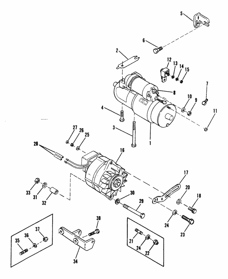 MerCruiser 140 GM 181 I / L4 1982-1986 Starter Motor & Alternator Parts