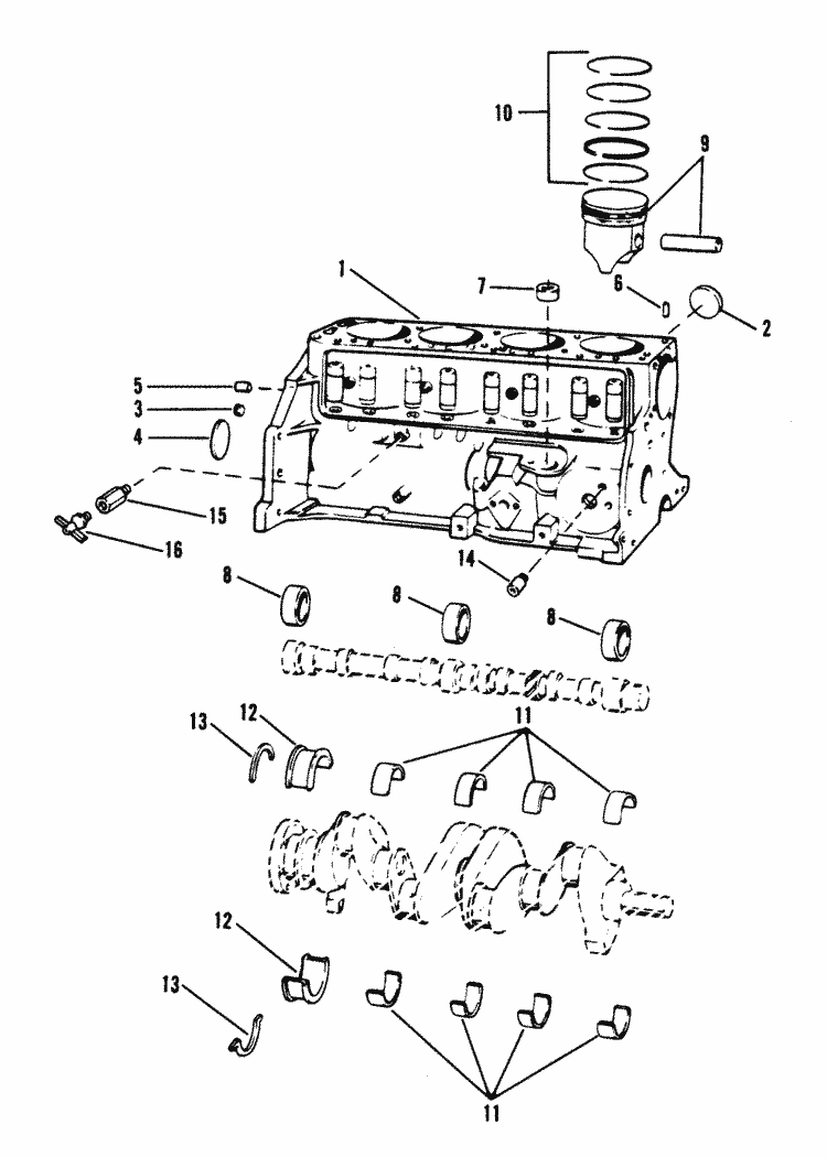 MerCruiser 140 GM 181 I / L4 1982-1986 Cylinder Block ... mercruiser engine block diagrams 