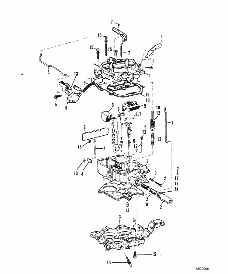 MerCruiser 488 (4 Barrel.) Mercury 224 I / L4 1983-1984 Carburetor Parts
