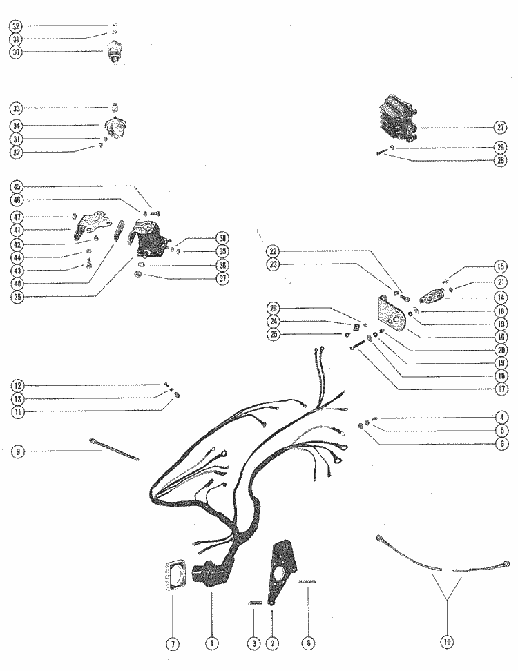 MerCruiser 140 GM 181 I / L4 1968-1972 Wiring Harness, Voltage