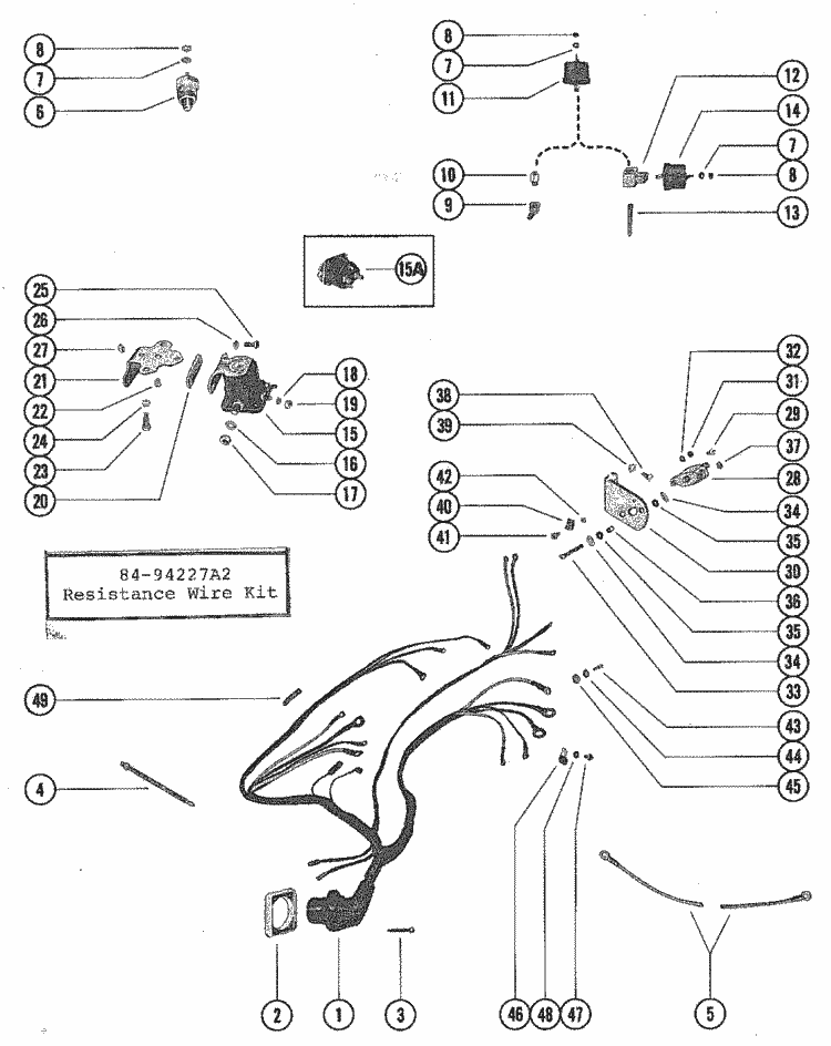 MerCruiser 165 GM 250 I / L6 1970-1978 Wiring Harness & Starter