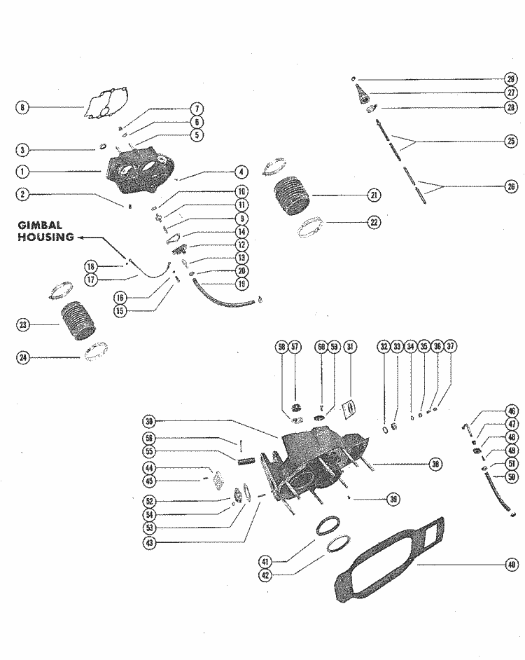 MerCruiser 215E 19701972 Gimbal Housing & Bell Housing Parts