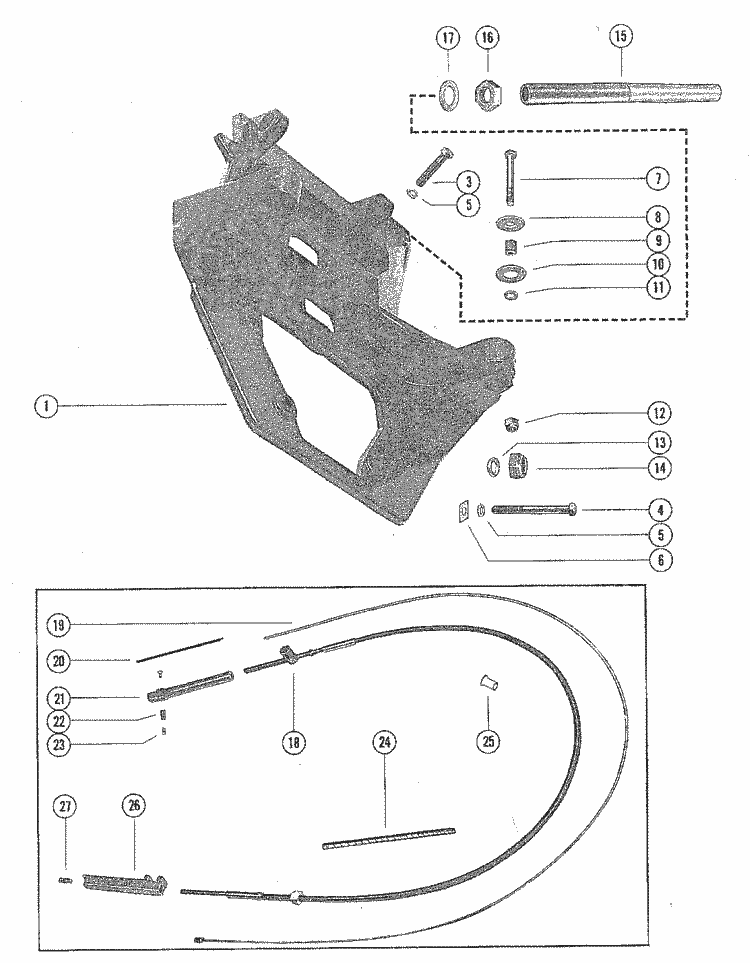 MerCruiser 888 19711977 Transom Plate & Shift Cable Parts