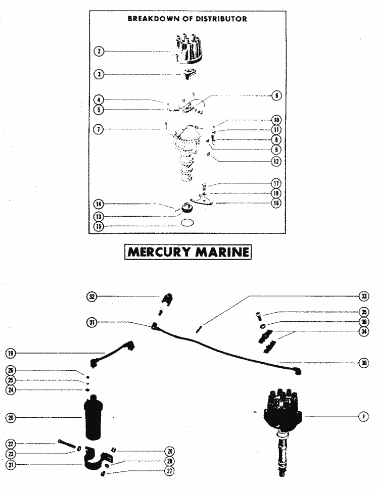 Mercruiser 888 2 Barrel Ford 302 V 8 1971 1977 Distributor Assembly Complete Mercury Marine Parts