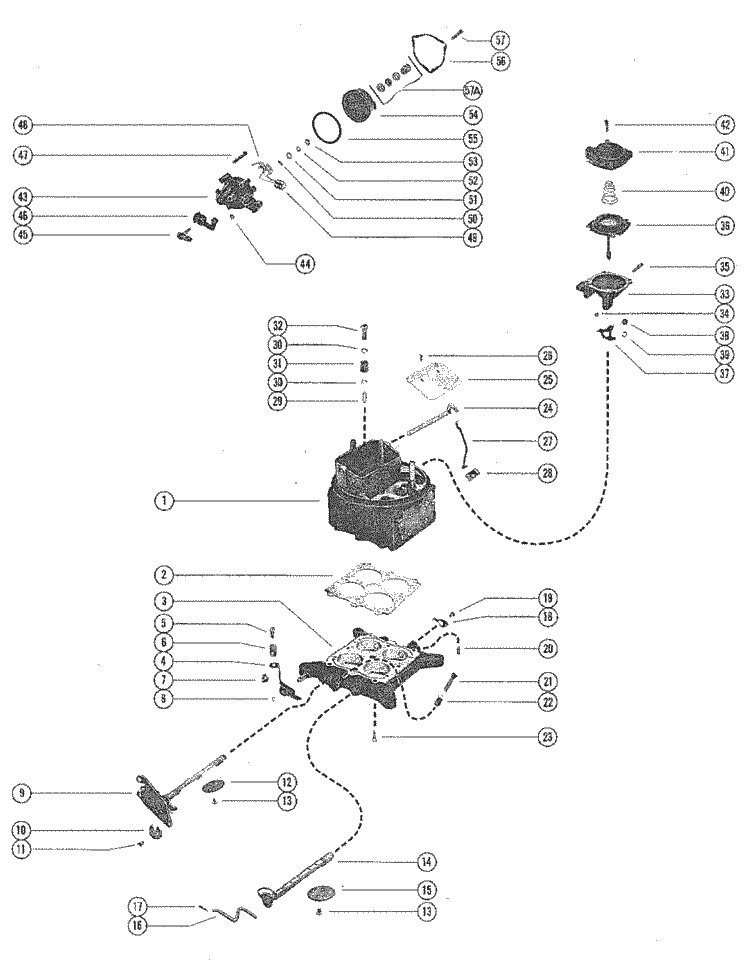 MerCruiser 225 (4 Barrel.) Ford 302 V-8 1973-1974 Carburetor Assembly Parts