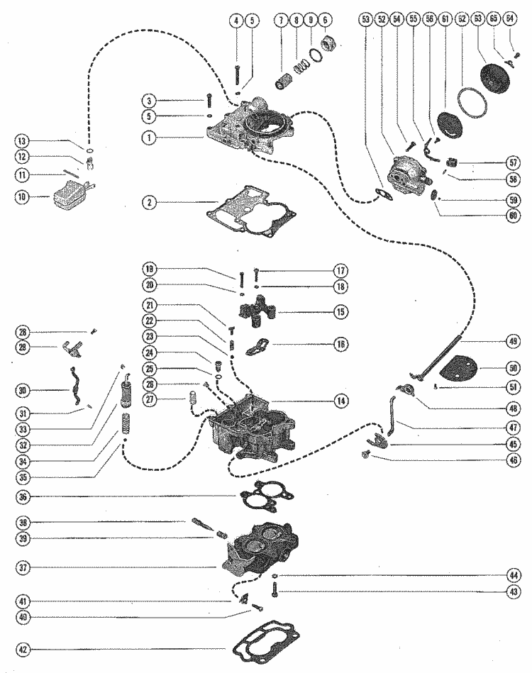 MerCruiser 140 GM 181 I / L4 1972-1978 Carburetor Assembly Parts