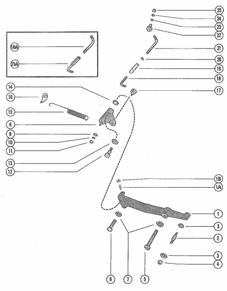 MerCruiser 140 GM 181 I / L4 1972-1978 Throttle Linkage Parts