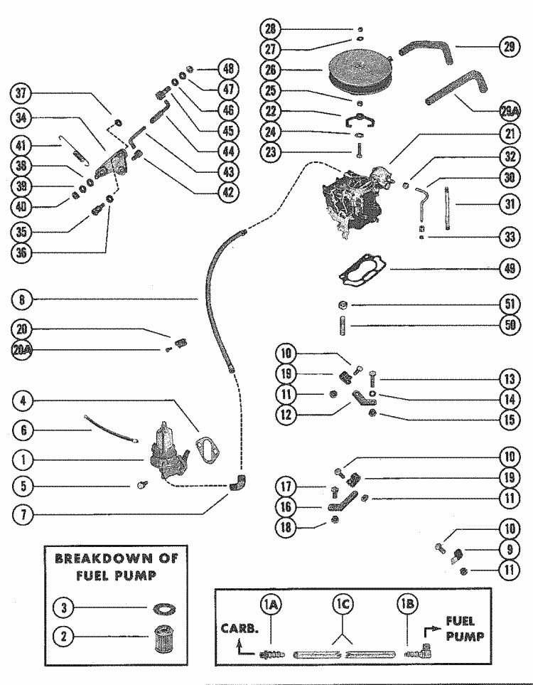 MerCruiser 120 GM 153 I / L4 19721978 Fuel Pump, Fuel Filter
