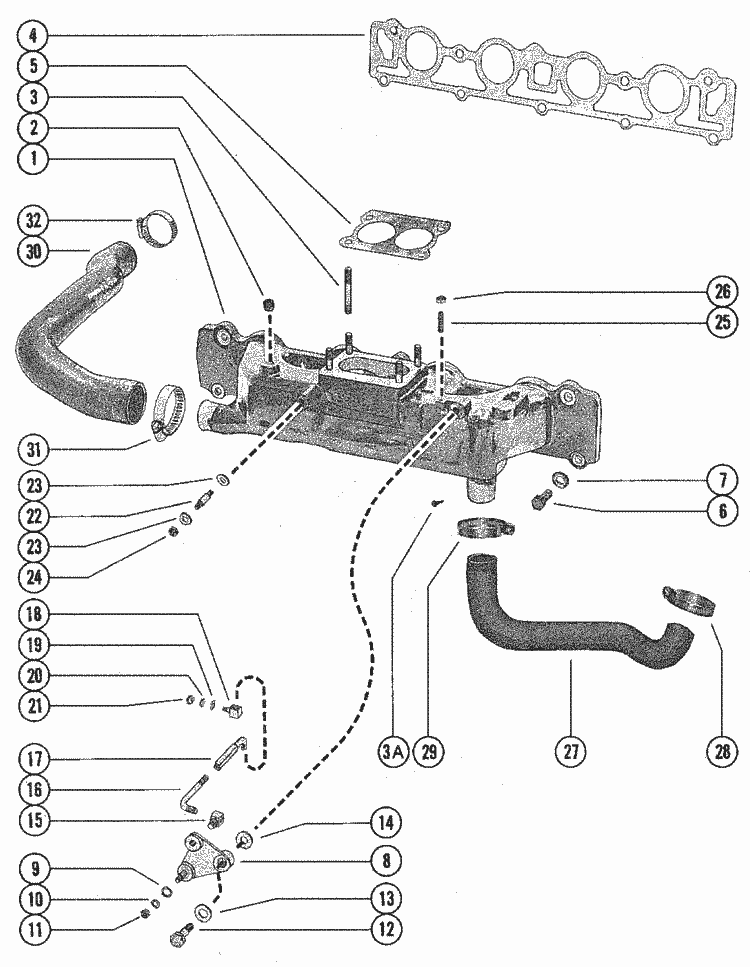 MerCruiser 470 (2 Barrel.) Mercury 224 I / L4 19761979 Intake Manifold