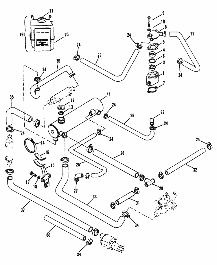 MerCruiser 7.4L MIE (LH) Gen. V GM 454 V-8 1992-1996 Closed Cooling