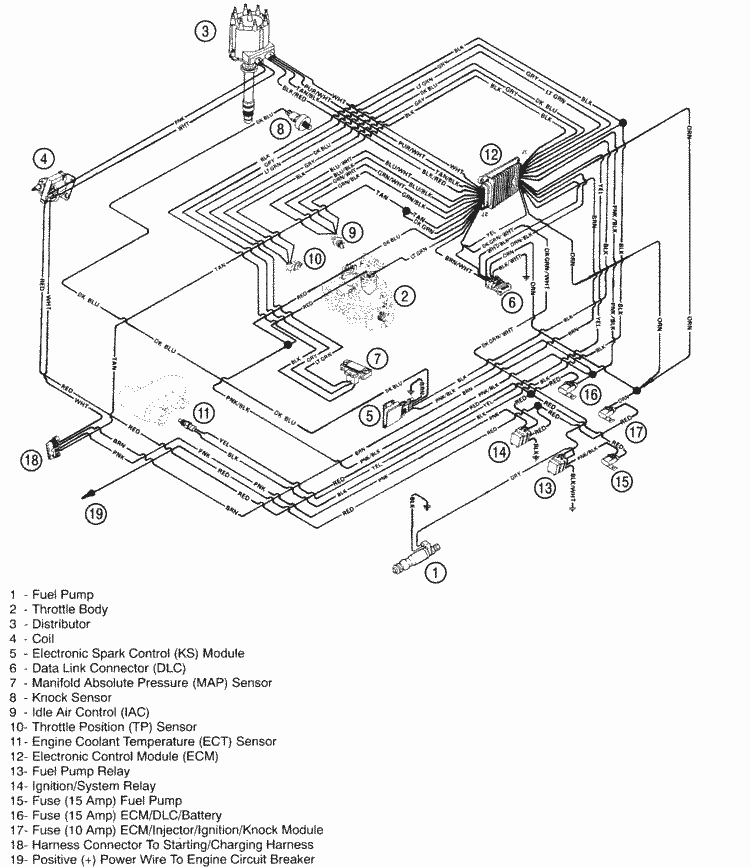 MerCruiser 5.7L EFI MIE GM 350 V8 1997 Wiring Harness (Efi) Parts