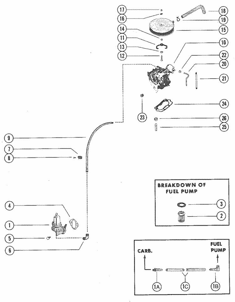 Mercruiser 140 Gm 181 I L4 1979 1982 Fuel Pump Fuel Filter Carburetor Parts