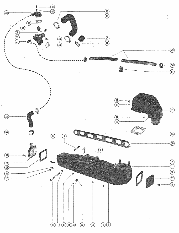 MerCruiser 165 GM 250 I / L6 19791981 Exhaust Manifold & Exhaust Elbow
