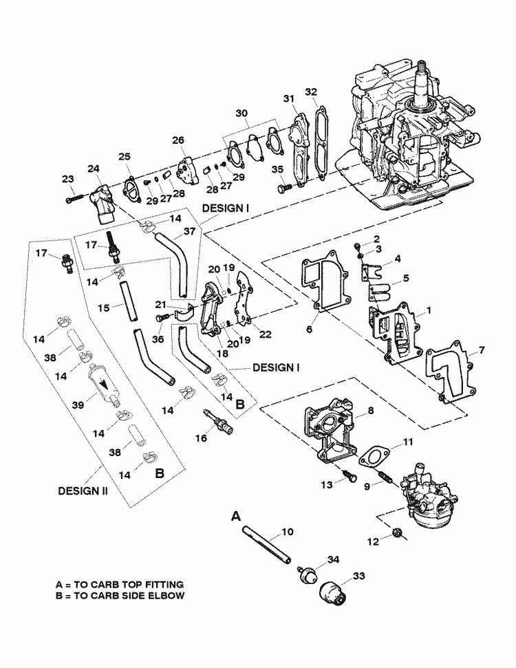 Force 15 HP (1996) Fuel & Recirculation System Parts