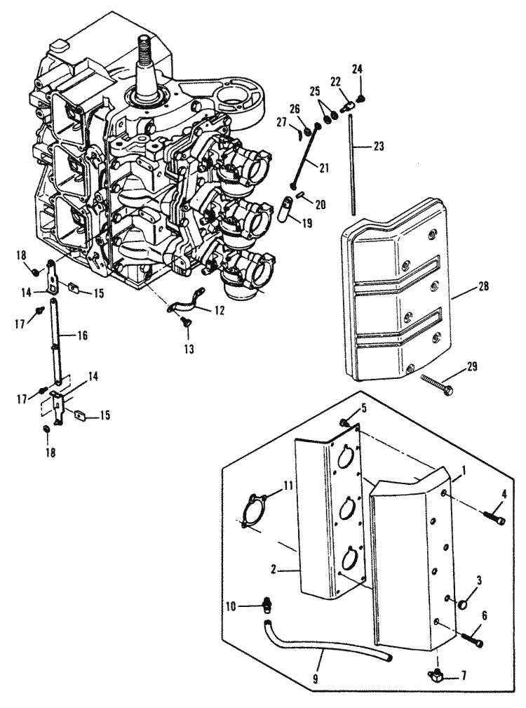 force 90 hp (1991 1992) intake cover partsreference numbers in this diagram can be found in a light blue row below \u2014 scroll down to order each product listed is an oem or aftermarket equivalent