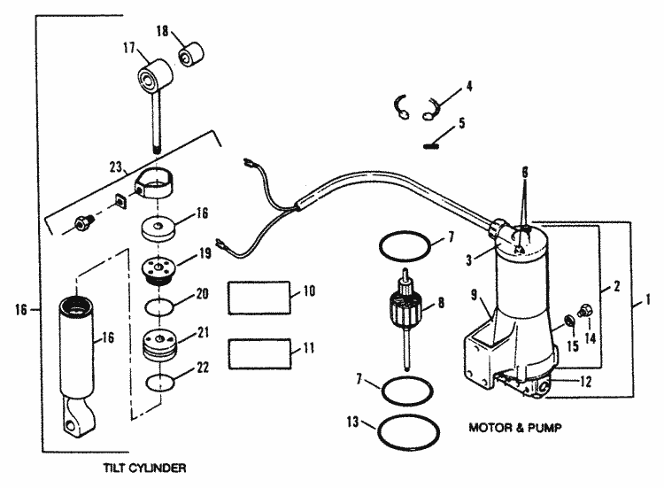 force 90 hp (1991 1992) tilt cylinder \u0026 motor \u0026 pump (design i) partsDiagram Of 90 Hp 19911992 Force Outboard 1991e Thru 1992c #7
