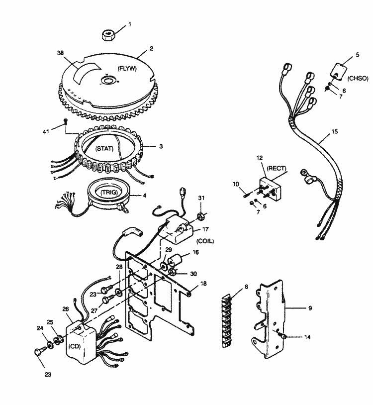 Force 90 HP (1990 L-Drive) Ignition Components Parts