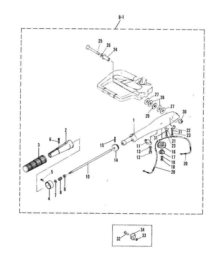 Mariner W40 HP (W / Marathon) Steering Handle Parts