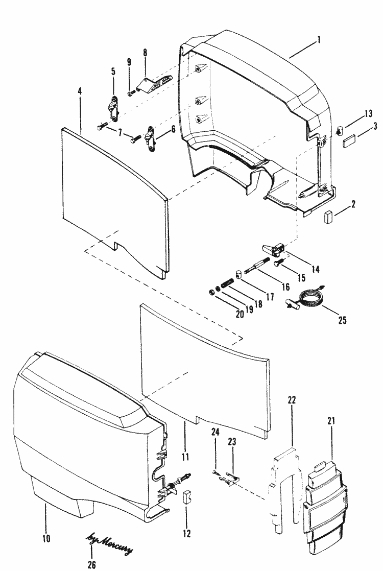 Mercury Marine V220 HP Cowls & Front Cover Parts