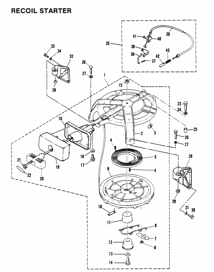 Mariner 40C (Twin Carburetor) (W / AutoBlend) Recoil Starter Parts