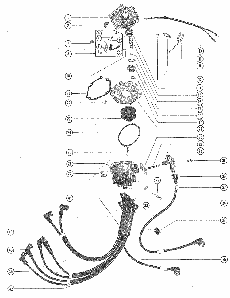 Mercury Marine Model 700 70 HP (6 Cylinder) Distributor Assembly