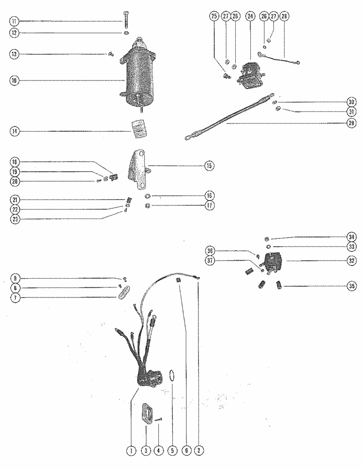 Mercury Marine 650 (4 Cylinder) Starter Motor, Starter Solenoid