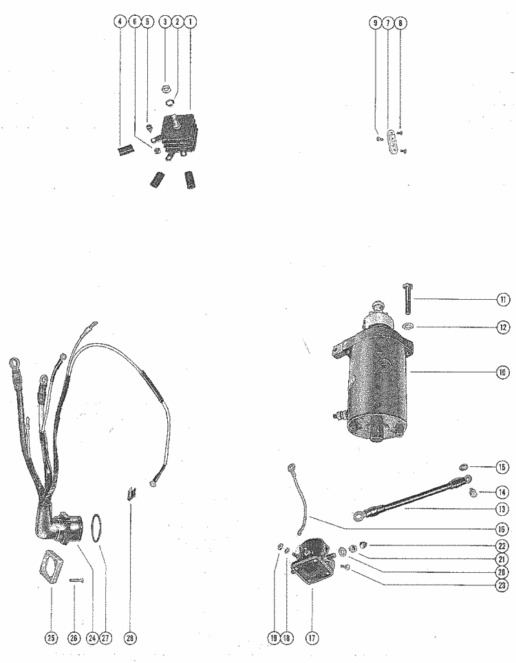 Mercury Marine 500 Starter Motor, Starter Solenoid ... volvo penta wire harness diagram 