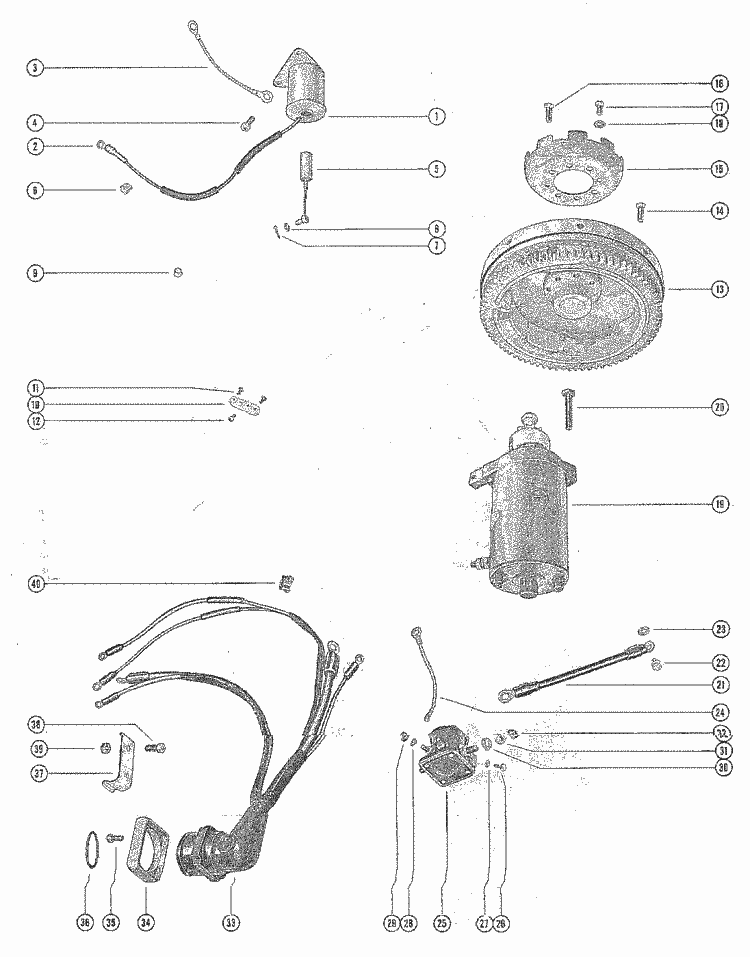 Mercury Marine 350 Starter Motor, Starter Solenoid & Wiring Harness Parts