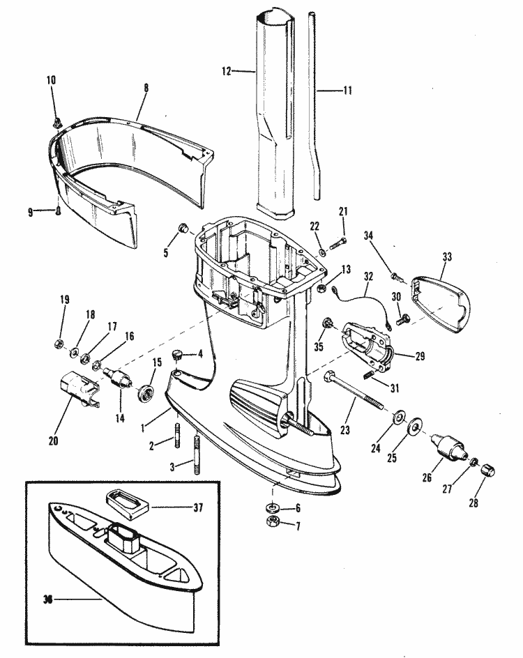 Mercury Marine 35 HP (2 Cylinder) Drive Shaft Housing Parts 35 hp mercury outboard wiring diagram 