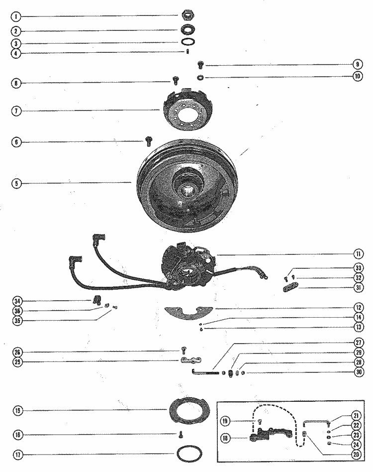 Mercury Marine 200 Flywheel Assembly & Throttle Control Linkage Parts